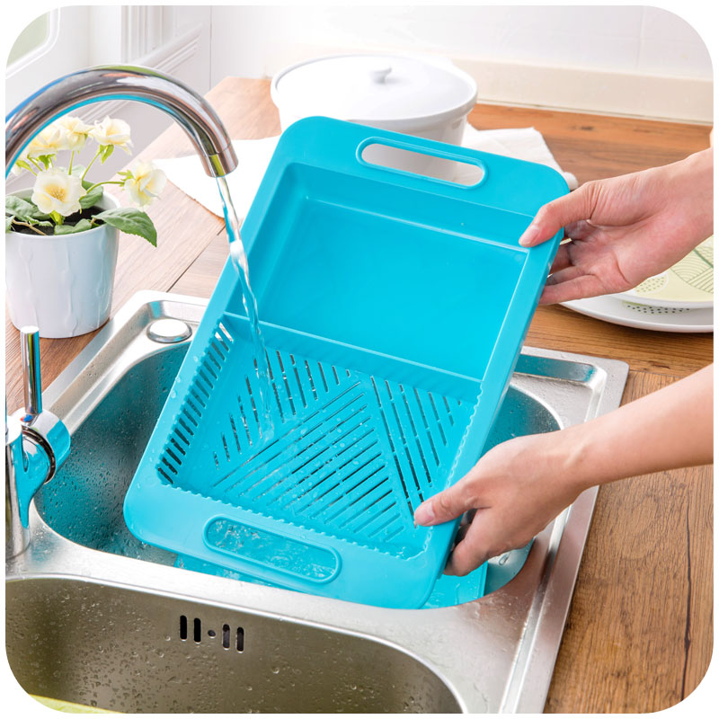 Cutting board with drain basket additional product image