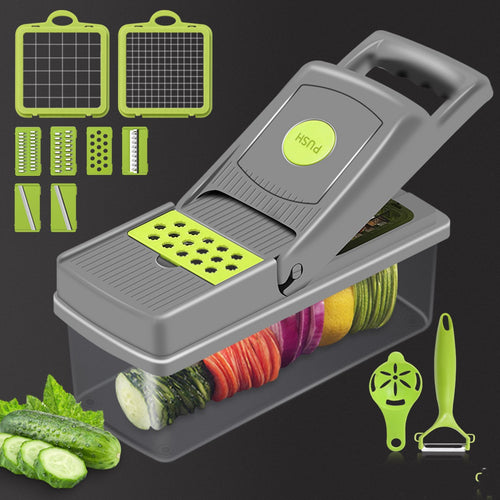 14-in-1 multifunction vegetable slicer with interchangeable cutting tools