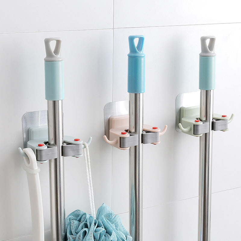 Wall-mounted broom and mop holder – product view 1